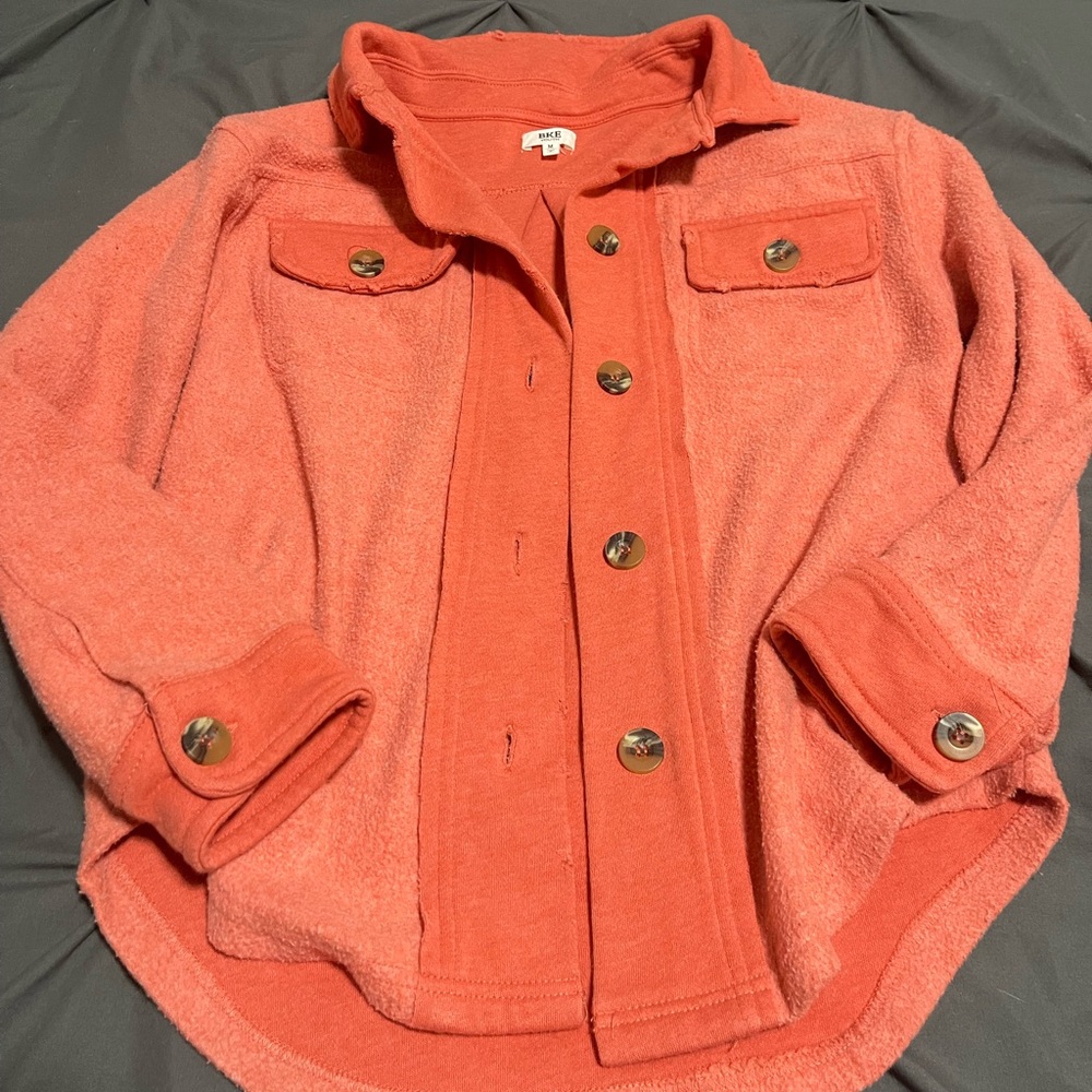 BKE youth Coral Button-Up Fleece Jacket medium NWOT